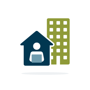 An icon depicting a house with a person inside, representing careers in real estate or housing.