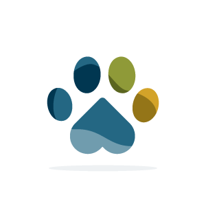 A careers dog paw print logo on a black background.