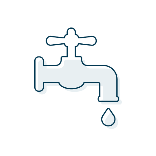 A blue water faucet icon on a black background.