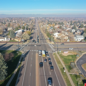 Aerial view of Smoky Hill Road during a corridor study.