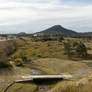A bridge over a stream located on the Front Range Trail.