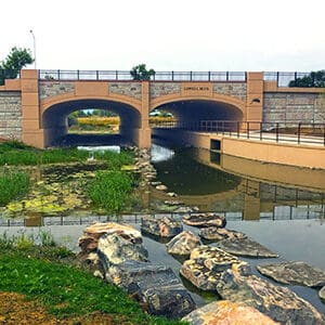 Improvements to Lowell Boulevard bridge over a waterway.