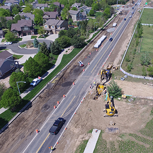 An aerial view of a construction site at 144th Avenue.