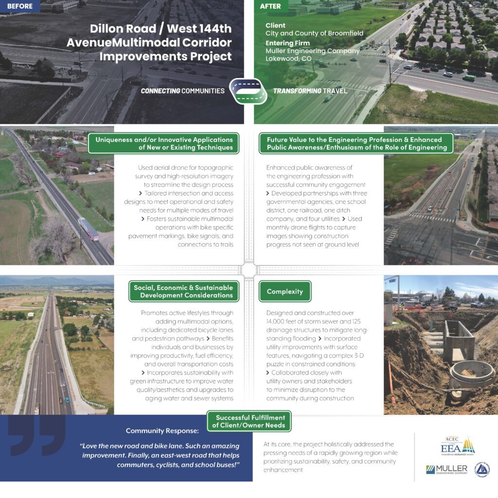 A brochure showcasing the scenic West 144th Avenue and Dillon Road, capturing the enchanting beauty of these multimodal corridors with stunning pictures of roads and highways.