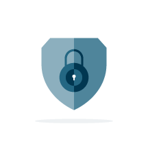 A blue shield with a lock on it, protecting careers.