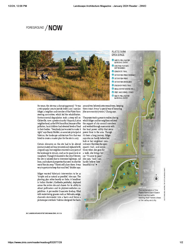 An article about a park with a map of the area.